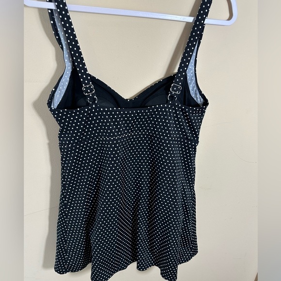 Vintage 90s Gabar Romper Bathing Suit black white polka dot swim dress size 14 - Picture 4 of 11
